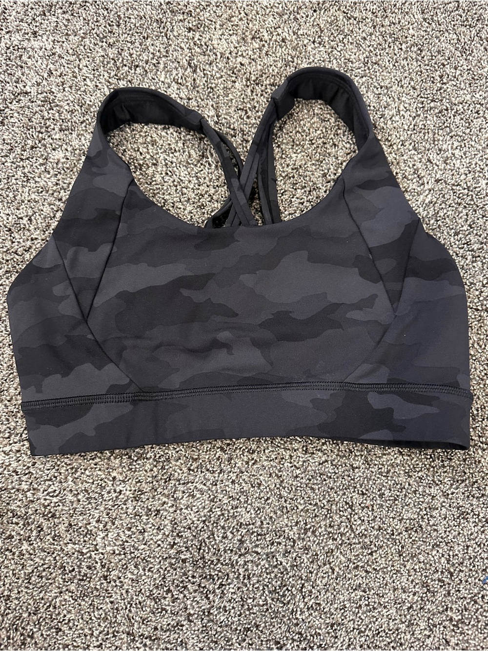 Lululemon Black Camo Strappy Sports Bra